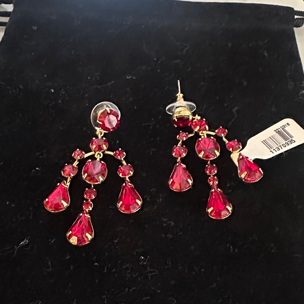 Jennifer Behr Red and Gold Chandelier Earrings